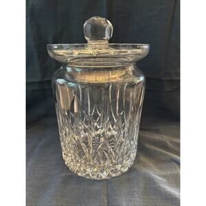 Vintage Lead Crystal Biscuit Jar With Lid crisscross Pattern very heavy